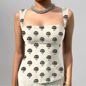 Aahwan Green Printed Square Neck Sleeveless Backless Short Indo-Western Ethnic Kurti Top for Women's & Girl's Ethnic Top for Women's & Girl's
